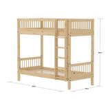 Bunk Bed with Extra Height and Safety Rails, 90x200 cm, Pine BUNKBED high-bunk-bed-with-safety-rail-raw  flexa-com.myshopify.com