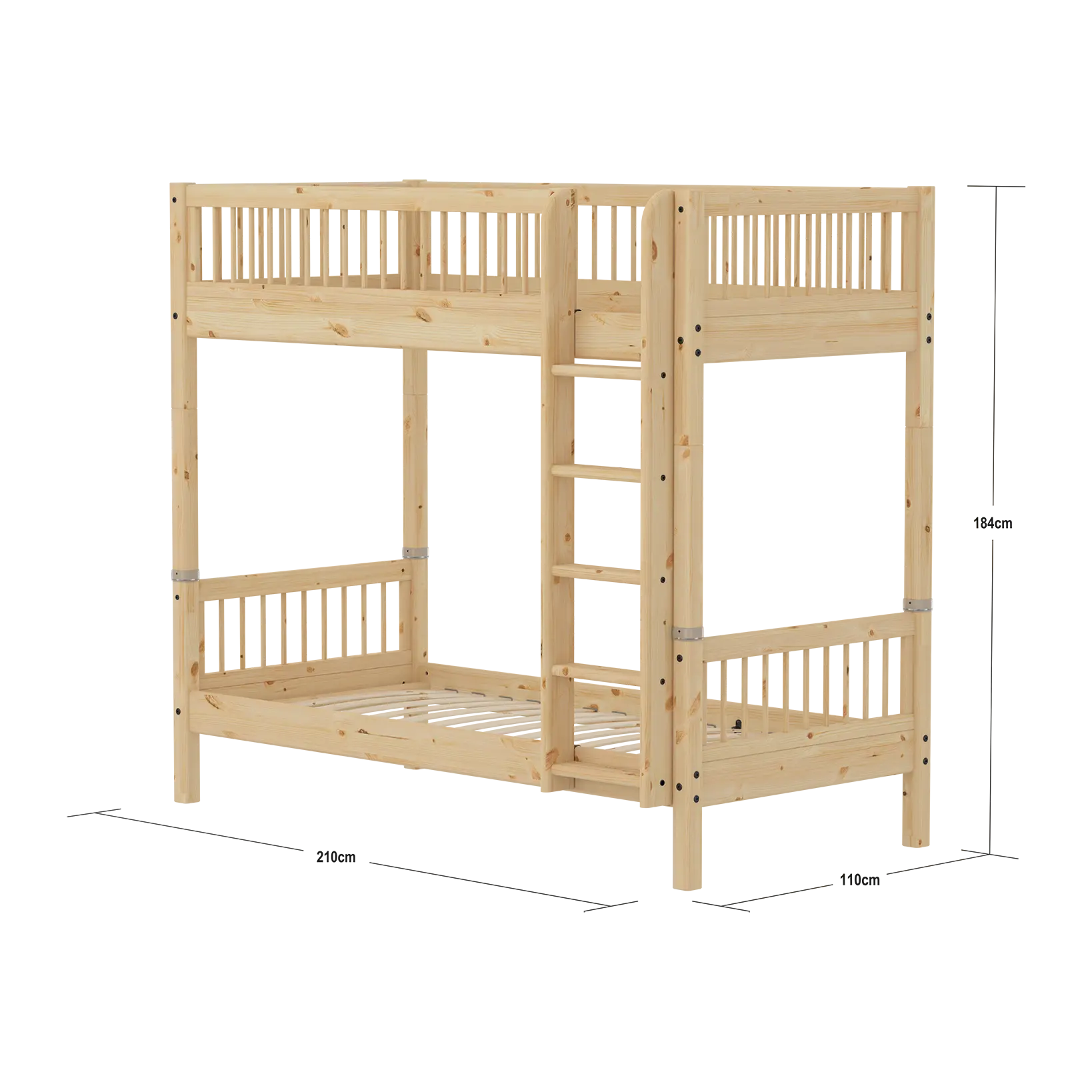 Bunk Bed with Extra Height and Safety Rails, 90x200 cm, Pine BUNKBED high-bunk-bed-with-safety-rail-raw  flexa-com.myshopify.com