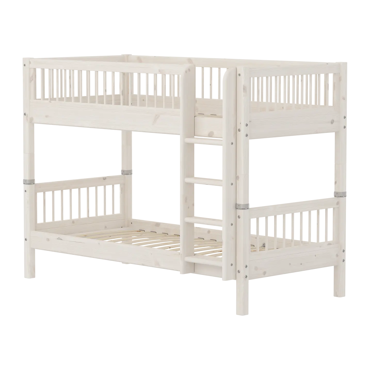 Bunk Bed 154 cm with Ladder and Safety Rail, 90x200 cm, White BUNKBED bunk-bed-with-safety-rail-white-washed  flexa-com.myshopify.com