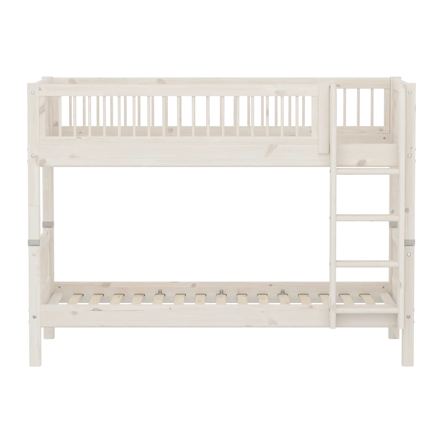 Bunk Bed 154 cm with Ladder and Safety Rail, 90x200 cm, White BUNKBED bunk-bed-with-safety-rail-white-washed  flexa-com.myshopify.com
