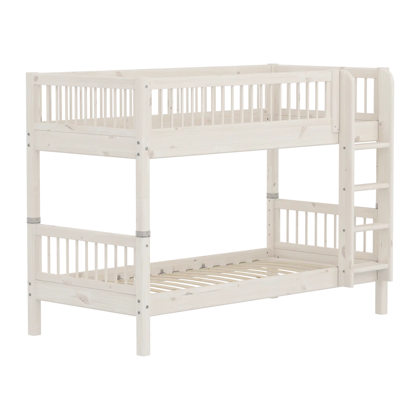 Bunk Bed 154 cm with Ladder and Safety Rail, 90x200 cm, White BUNKBED bunk-bed-with-safety-rail-white-washed  flexa-com.myshopify.com