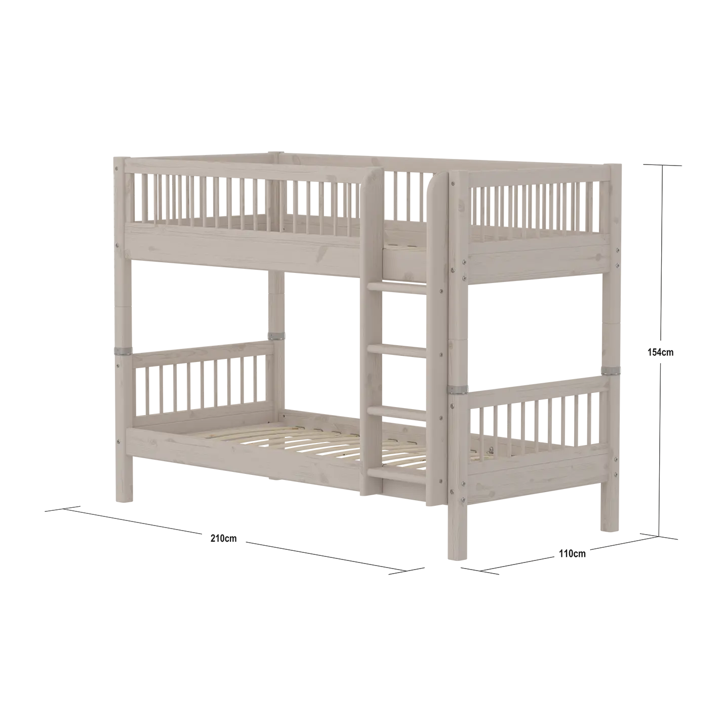 Bunk Bed 154 cm with Ladder and Safety Rail, 90x200 cm, Grey BUNKBED bunk-bed-with-scandinavian-safety-rail-grey-washed  flexa-com.myshopify.com