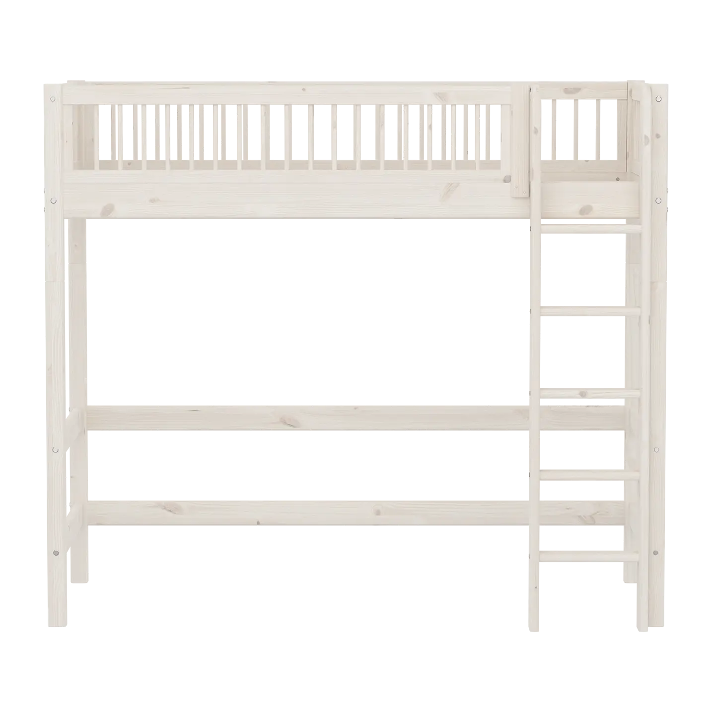 High Bed 184 cm with Ladder and Safety Rail, 90x200 cm, White HIGHBED high-sleeper-with-safety-rail-white-washed  flexa-com.myshopify.com