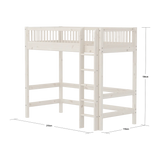 High Bed 184 cm with Ladder and Safety Rail, 90x200 cm, White HIGHBED high-sleeper-with-safety-rail-white-washed  flexa-com.myshopify.com