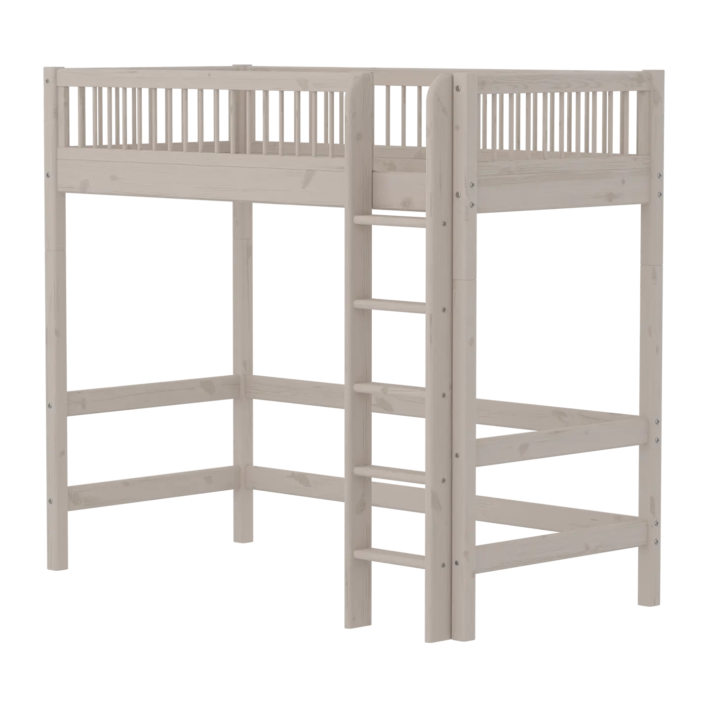 High Bed 184 cm with Ladder and Safety Rail, 90x200 cm, Grey HIGHBED high-sleeper-with-safety-rail-grey-washed  flexa-com.myshopify.com