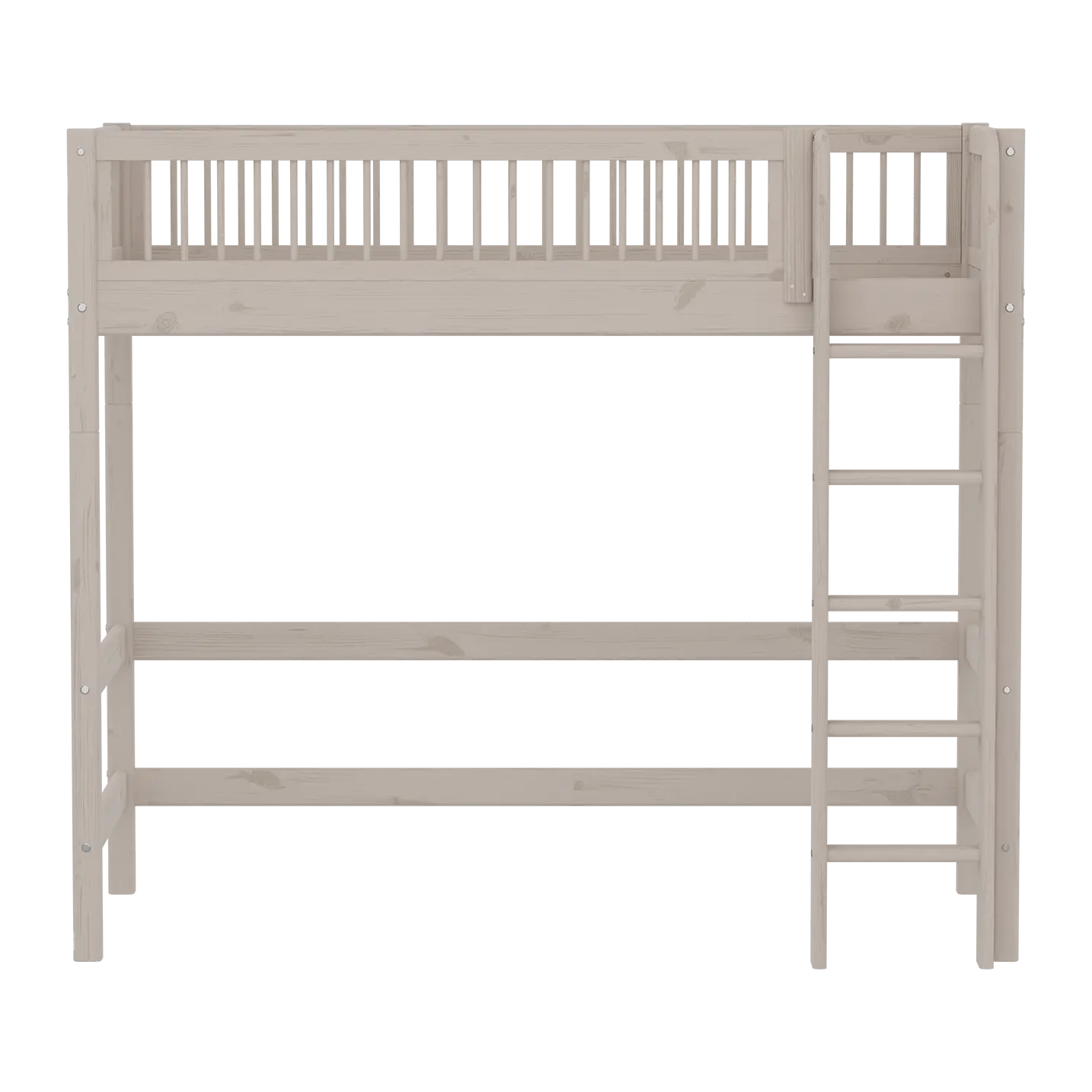 High Bed 184 cm with Ladder and Safety Rail, 90x200 cm, Grey HIGHBED high-sleeper-with-safety-rail-grey-washed  flexa-com.myshopify.com