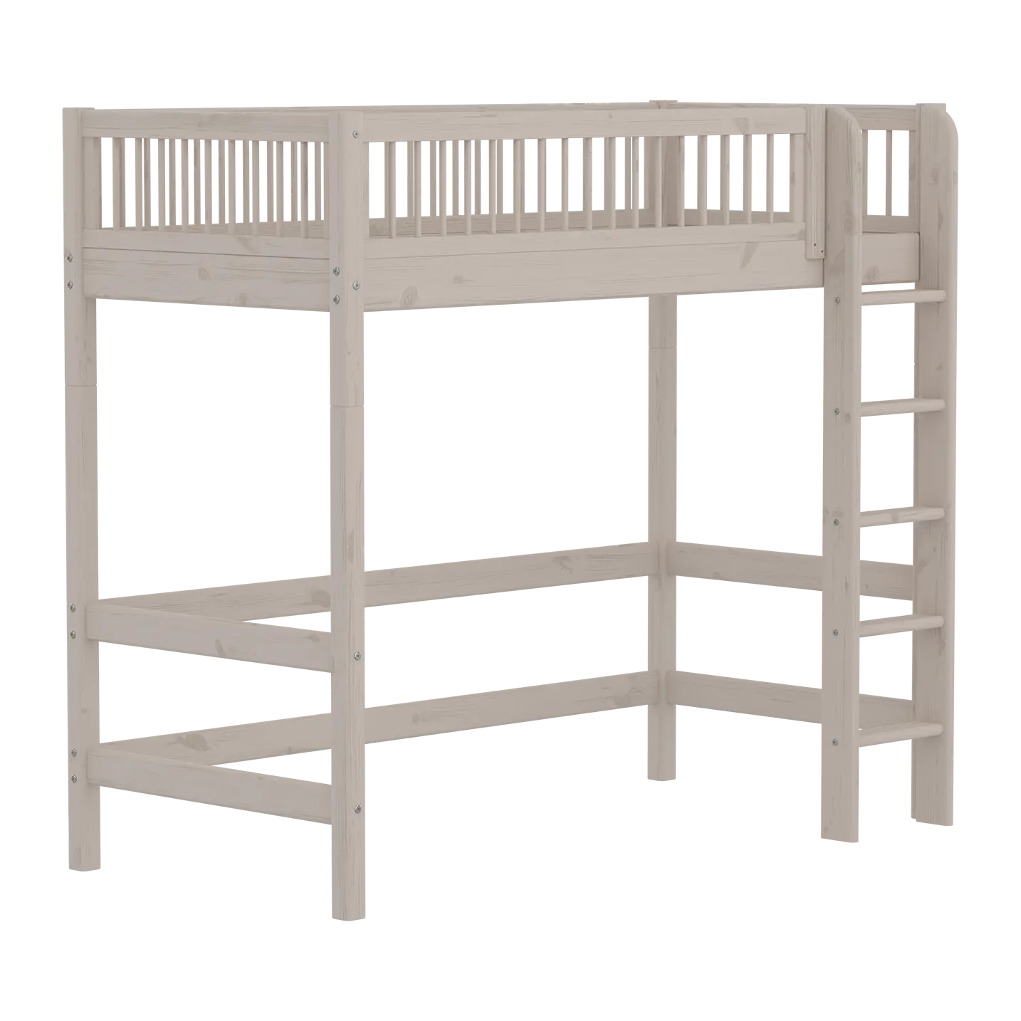 High Bed 184 cm with Ladder and Safety Rail, 90x200 cm, Grey HIGHBED high-sleeper-with-safety-rail-grey-washed  flexa-com.myshopify.com