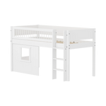 High Bed 120 cm with Treehouse, 90x200 cm, White MID_HIGH-BED mid-sleeper-white-crossbar-str-ladder-tree-hut-wht-window  flexa-com.myshopify.com