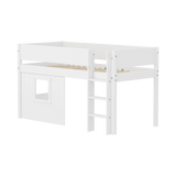 High Bed 120 cm with Treehouse, 90x200 cm, White MID_HIGH-BED mid-sleeper-white-grooves-str-ladder-tree-hut-wht-window  flexa-com.myshopify.com