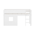 High Bed 120 cm with Treehouse, 90x200 cm, White MID_HIGH-BED mid-sleeper-white-grooves-str-ladder-tree-hut-wht-window  flexa-com.myshopify.com