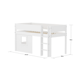 High Bed 120 cm with Treehouse, 90x200 cm, White MID_HIGH-BED mid-sleeper-white-grooves-str-ladder-tree-hut-wht-window  flexa-com.myshopify.com
