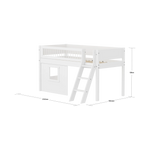 High Bed 120 cm with Treehouse, Ladder and Safety Rail, 90x200, White MID_HIGH-BED mid-sleeper-white-crossbars-sl-ladder-tree-hut-wht-window  flexa-com.myshopify.com