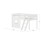 High Bed 120 cm with Treehouse, Ladder and Safety Rail, 90x200, White MID_HIGH-BED mid-sleeper-white-crossbars-sl-ladder-tree-hut-wht-window  flexa-com.myshopify.com
