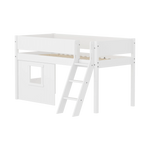 High Bed 120 cm with Treehouse, Ladder and Safety Rail, 90x200, White MID_HIGH-BED mid-sleeper-white-grooves-sl-ladder-tree-hut-wht-window  flexa-com.myshopify.com