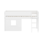 High Bed 120 cm with Treehouse, Ladder and Safety Rail, 90x200, White MID_HIGH-BED mid-sleeper-white-grooves-sl-ladder-tree-hut-wht-window  flexa-com.myshopify.com