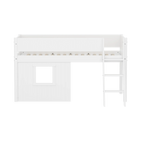 High Bed 120 cm with Treehouse, Ladder and Safety Rail, 90x200, White MID_HIGH-BED mid-sleeper-white-grooves-sl-ladder-tree-hut-wht-window  flexa-com.myshopify.com
