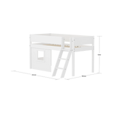 High Bed 120 cm with Treehouse, Ladder and Safety Rail, 90x200, White MID_HIGH-BED mid-sleeper-white-grooves-sl-ladder-tree-hut-wht-window  flexa-com.myshopify.com