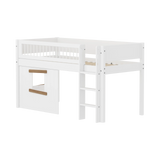 High Bed 120 cm with Treehouse, Ladder and Safety Rail, 90x200 cm, White MID_HIGH-BED mid-sleeper-white-crossbar-str-ladder-tree-hut-oak-window  flexa-com.myshopify.com