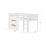 High Bed 120 cm with Treehouse, Ladder and Safety Rail, 90x200 cm, White MID_HIGH-BED mid-sleeper-white-crossbar-str-ladder-tree-hut-oak-window  flexa-com.myshopify.com