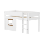 High Bed 120 cm with Treehouse, 90x200 cm, White/Oak MID_HIGH-BED mid-sleeper-white-grooves-str-ladder-tree-hut-oak-window  flexa-com.myshopify.com