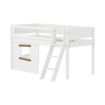 High Bed 120 cm with Treehouse, Ladder and Safety Rail, 90x200, White/Oak MID_HIGH-BED mid-sleeper-white-crossbars-sl-ladder-tree-hut-oak-window  flexa-com.myshopify.com