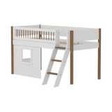 High Bed 120 cm with Treehouse, Ladder and Safety Rail, 90x200 cm, White/Oak MID_HIGH-BED mid-sleeper-nor-crossbars-sl-ladder-tree-hut-wht-window  flexa-com.myshopify.com
