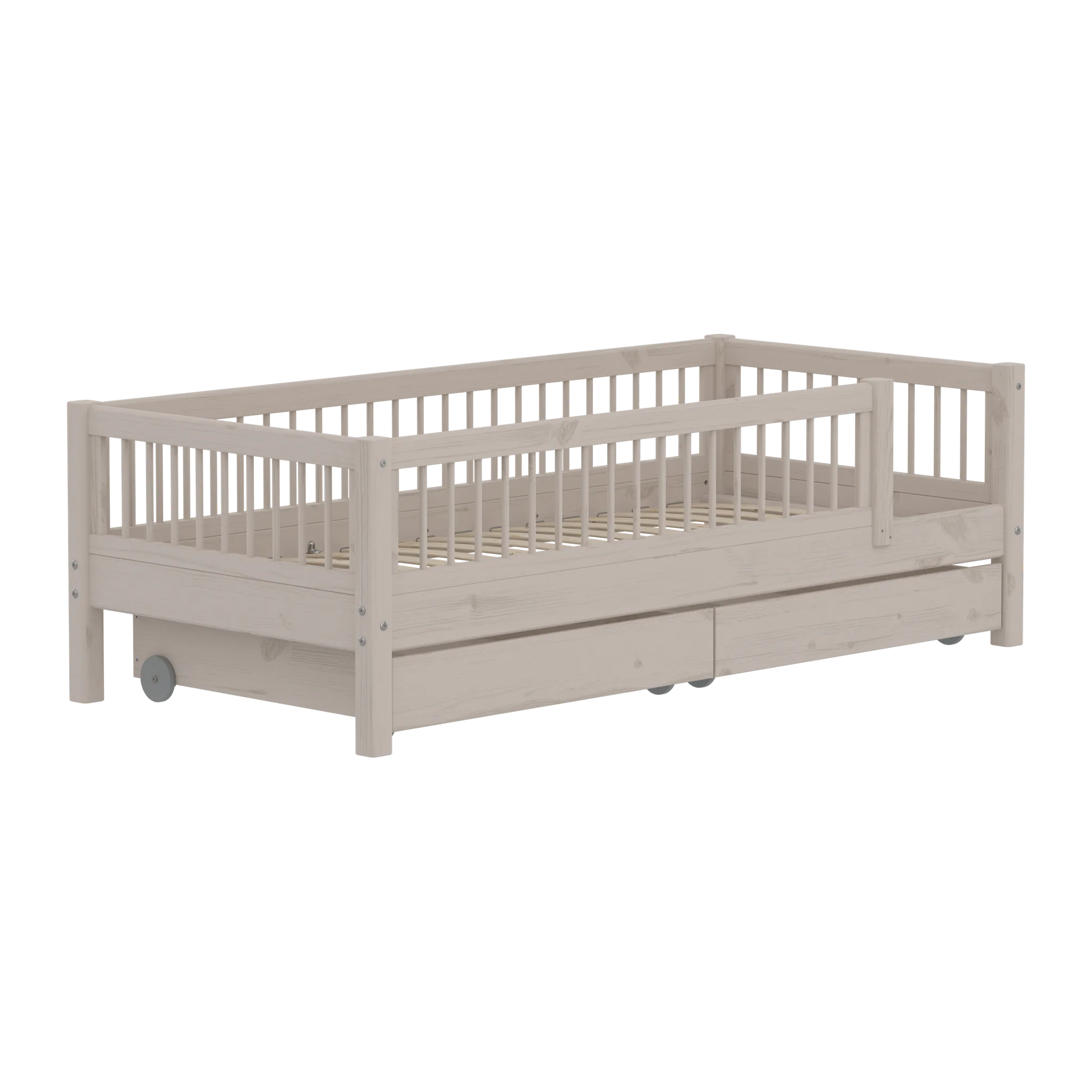 FLEXA Single Bed with Safety Rails and Storage, 90x200 cm, Grey, view 3