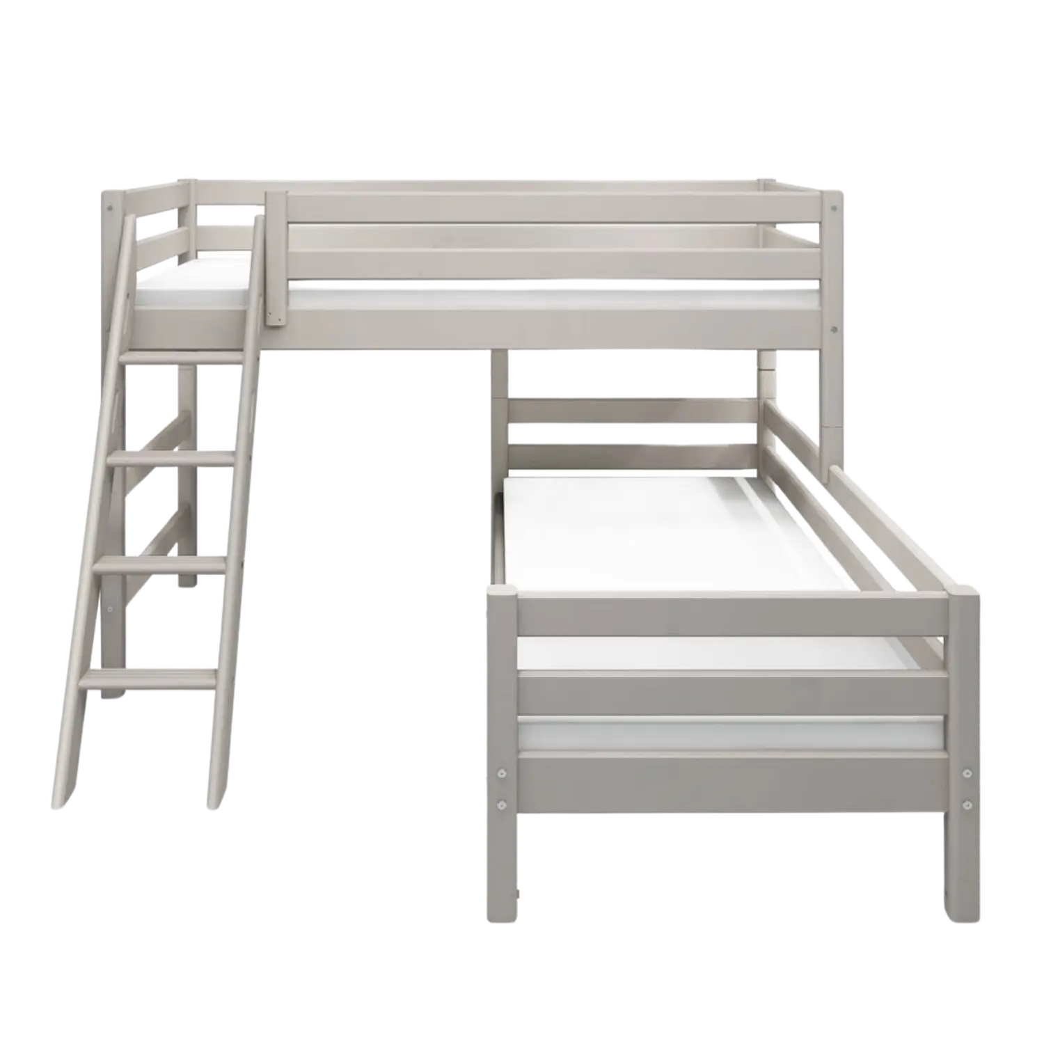 Bunk Bed 143 cm with Ladder and Safety Rail, 90x200 cm, Grey BUNKBED 200 flexa-com.myshopify.com