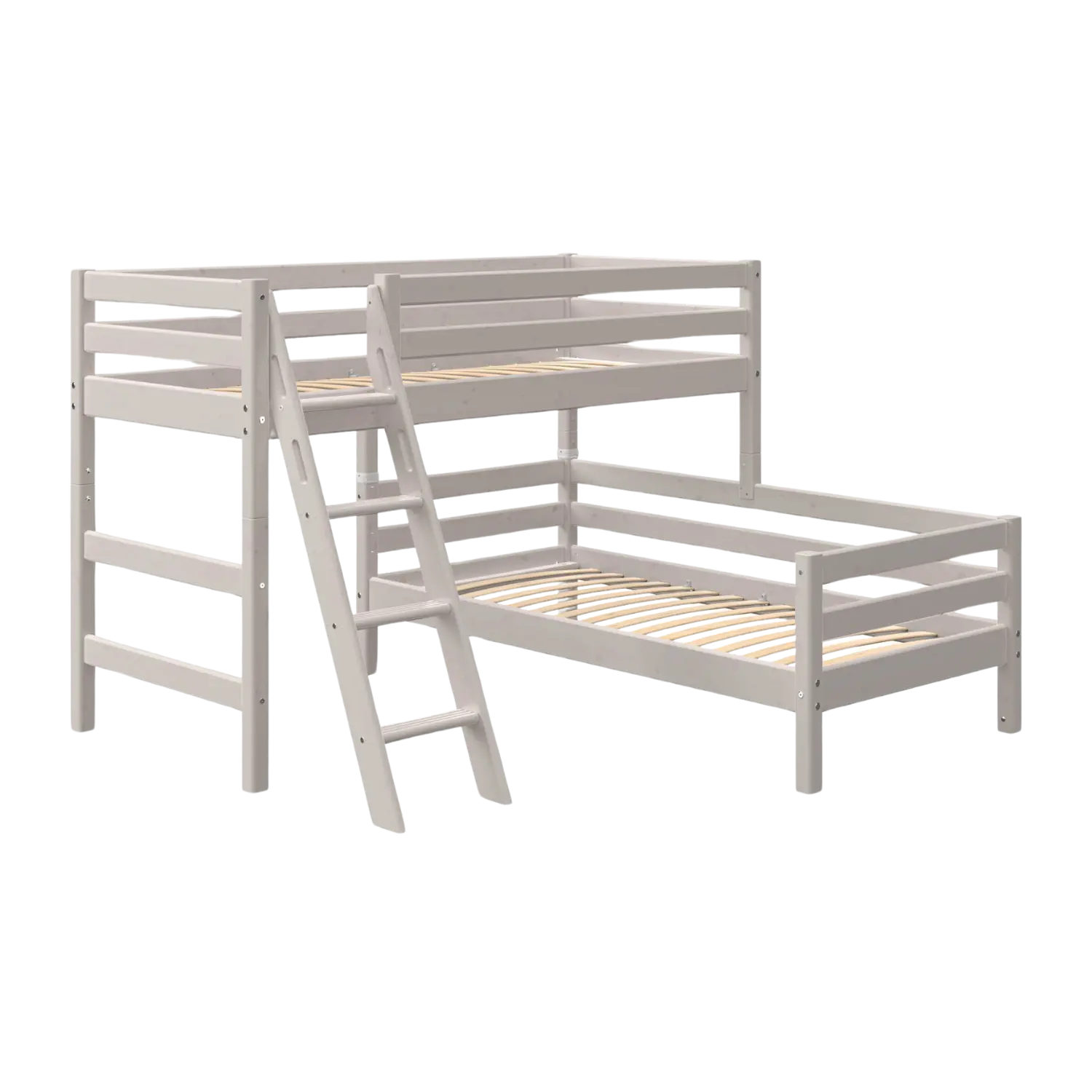 Bunk Bed 143 cm with Ladder and Safety Rail, 90x200 cm, Grey BUNKBED 200 flexa-com.myshopify.com