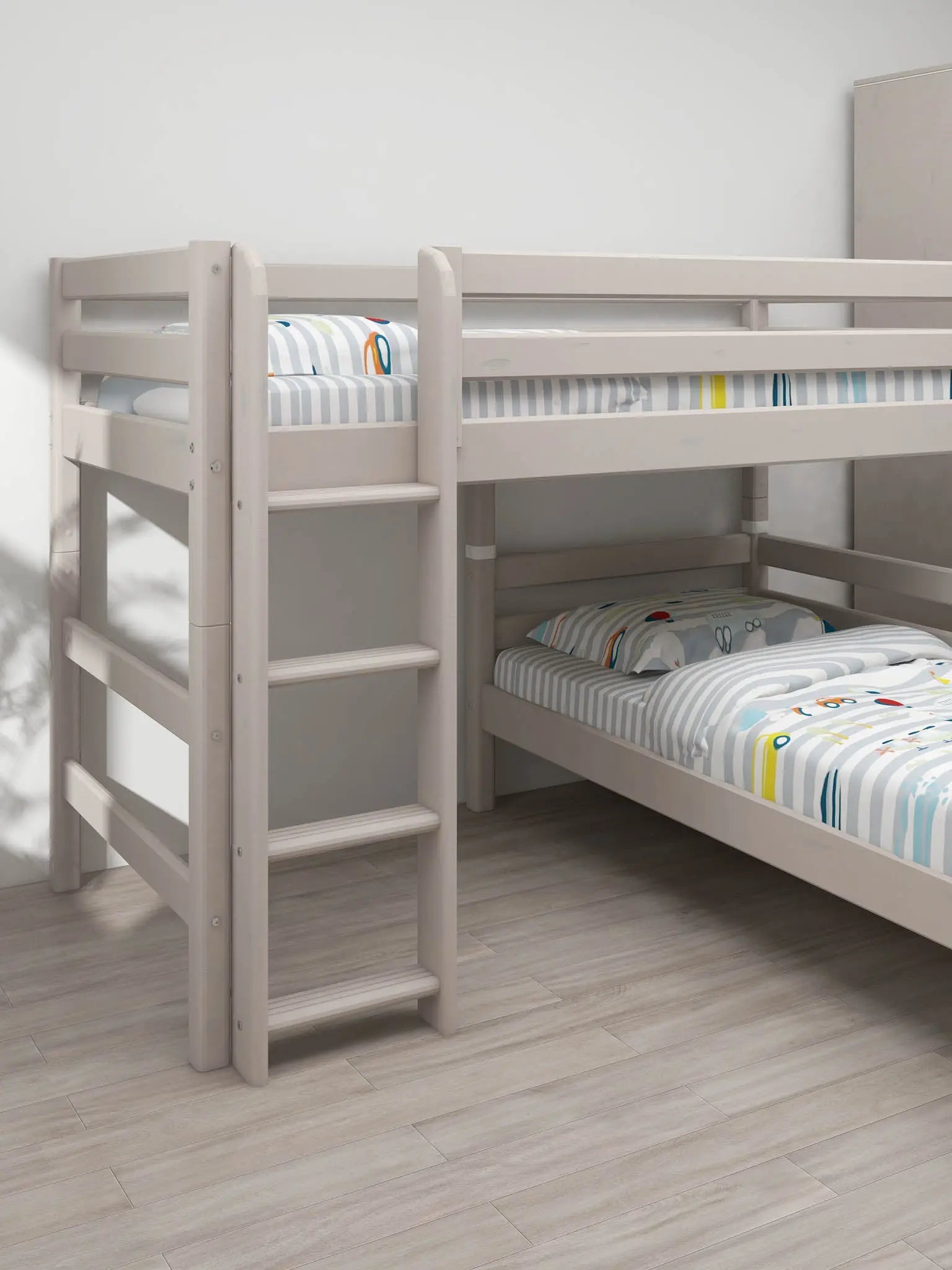 Bunk Bed 143 cm with Ladder and Safety Rail, 90x200 cm, White BUNKBED 200 flexa-com.myshopify.com