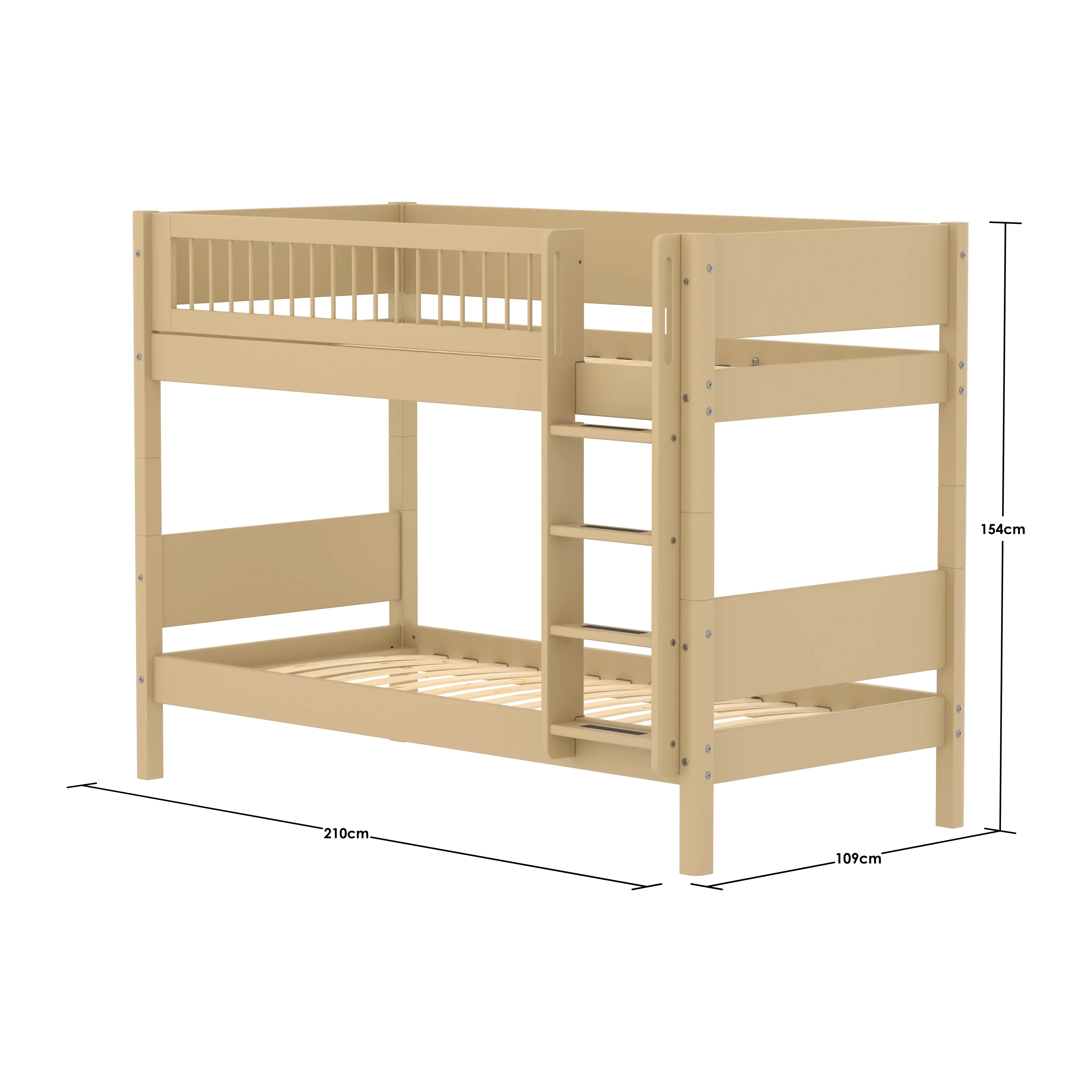 Bunk Bed 154 cm with Ladder and Safety Rail, 90x200 cm, Sand BUNKBED 90X200 flexa-com.myshopify.com