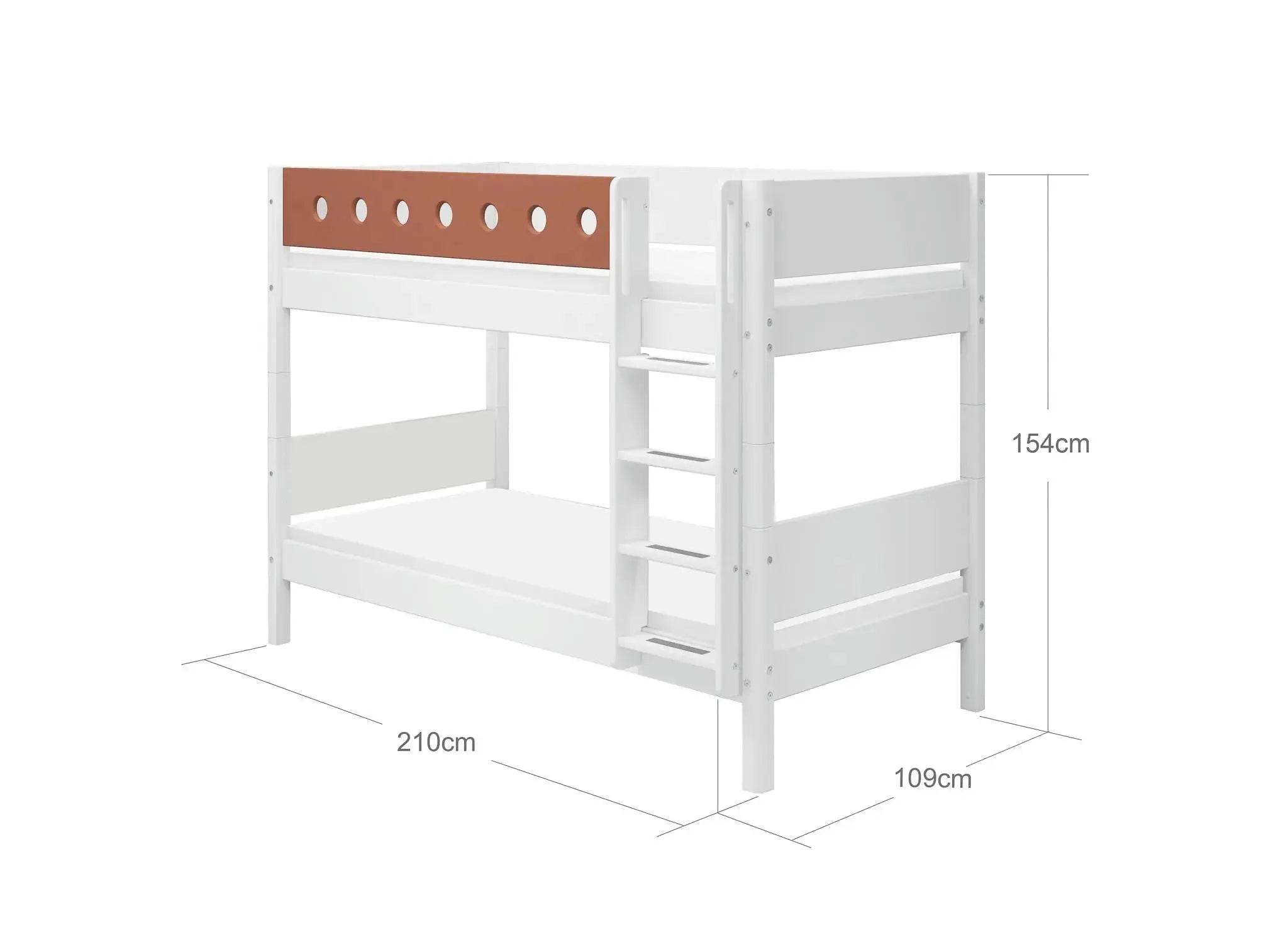 Bunk Bed 154 cm with Ladder and Safety Rail, 90x200 cm, White BUNKBED 200 flexa-com.myshopify.com