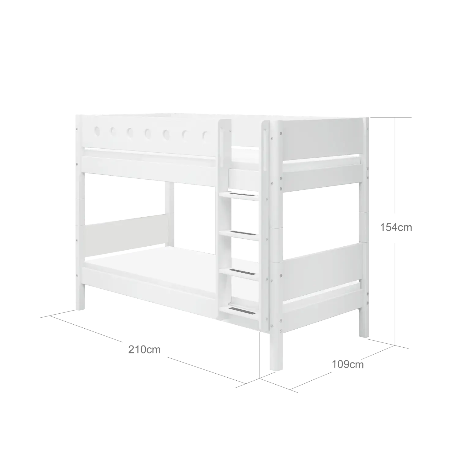 Bunk Bed 154 cm with Ladder and Safety Rail, 90x200 cm, White BUNKBED 200 flexa-com.myshopify.com