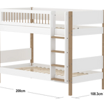 Bunk Bed 154 cm with Ladder and Safety Rail, 90x200 cm, White/Oak BUNKBED 90X200 flexa-com.myshopify.com