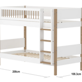 Bunk Bed 154 cm with Ladder and Safety Rail, 90x200 cm, White/Oak BUNKBED 90X200 flexa-com.myshopify.com