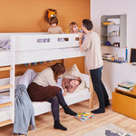 Bunk Bed 154 cm with Straight Ladder and Safety Rail, 90x200 cm, White/Oak BUNKBED 200 flexa-com.myshopify.com