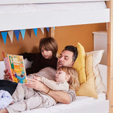 Bunk Bed 154 cm with Straight Ladder and Safety Rail, 90x200 cm, White/Oak BUNKBED 200 flexa-com.myshopify.com
