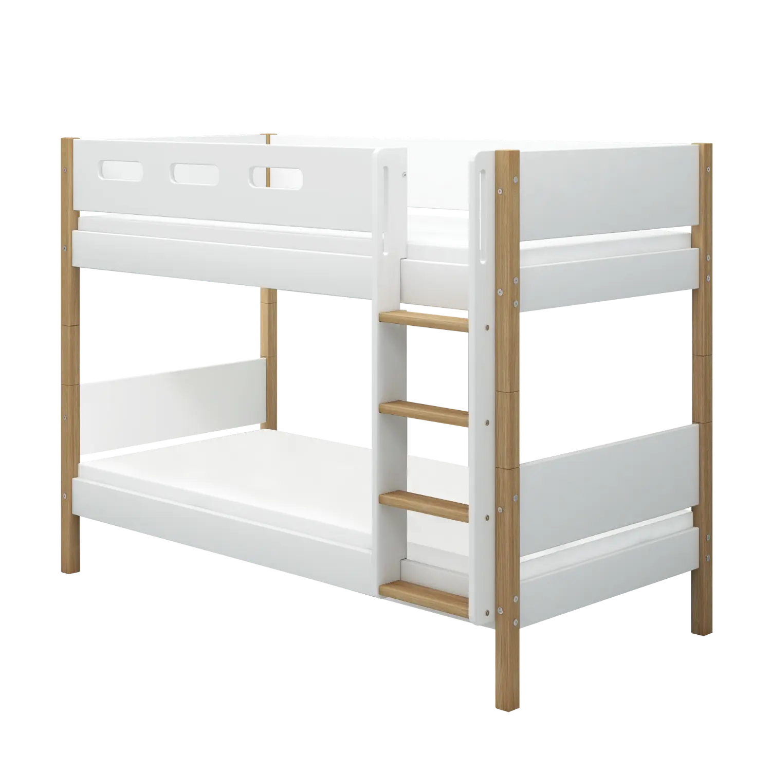 Bunk Bed 154 cm with Straight Ladder and Safety Rail, 90x200 cm, White/Oak BUNKBED 200 flexa-com.myshopify.com