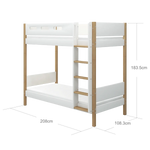 FLEXA Bunk Bed 184 cm with Straight Ladder and Safety Rail, 90x200 cm, White/Oak, view 6