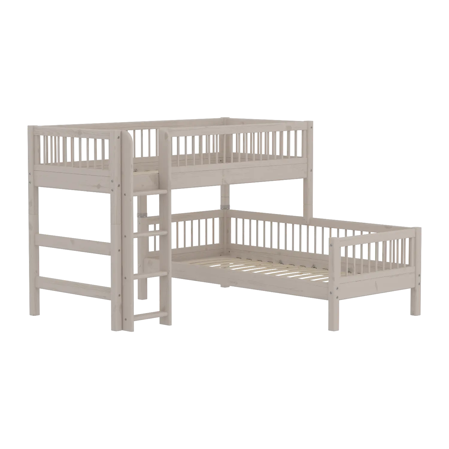 Bunk Bed with Ladder and Safety Rail, 90x200 cm, Grey BUNKBED 200 flexa-com.myshopify.com