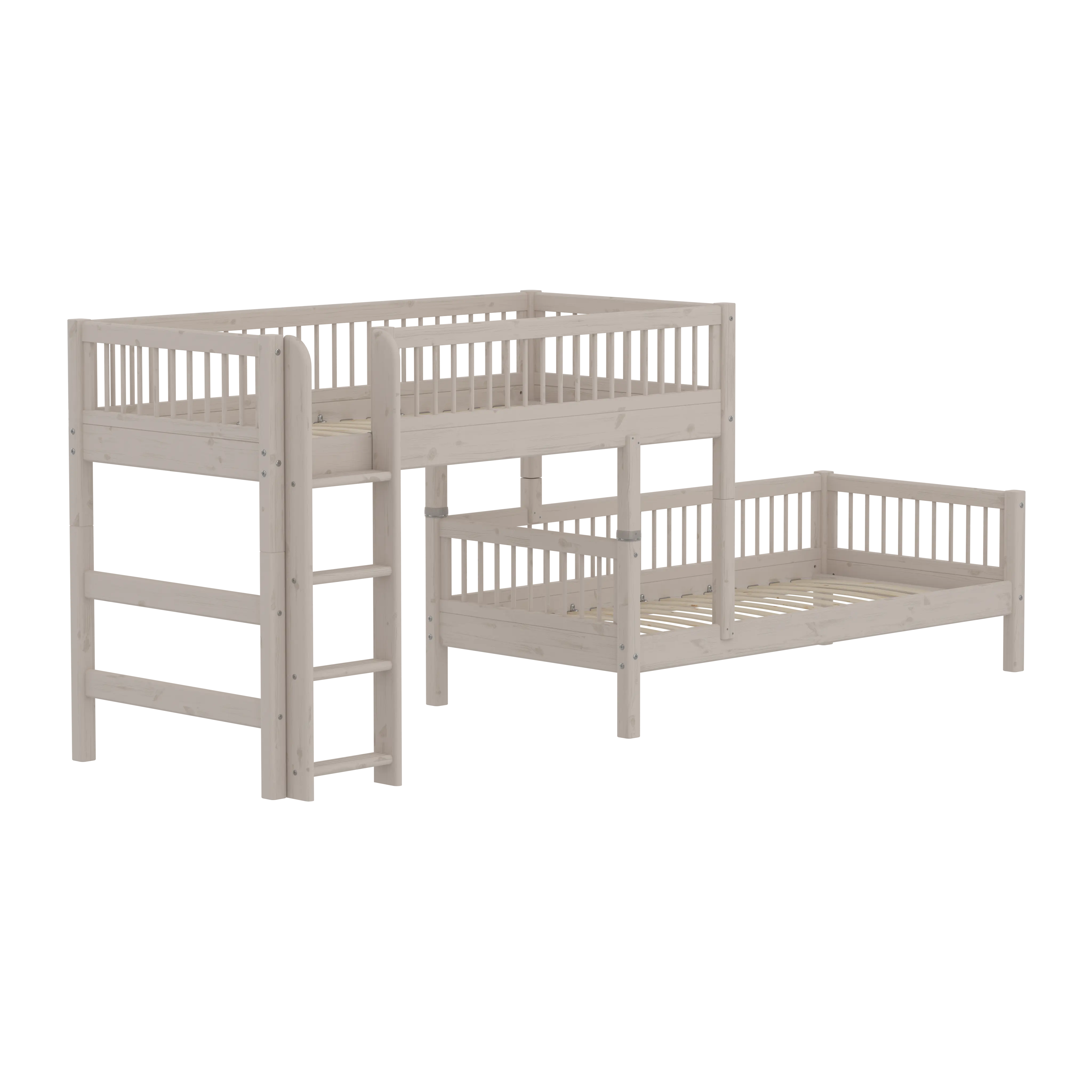 Bunk Bed with Ladder and Safety Rail, 90x200 cm, Grey BUNKBED 200 flexa-com.myshopify.com