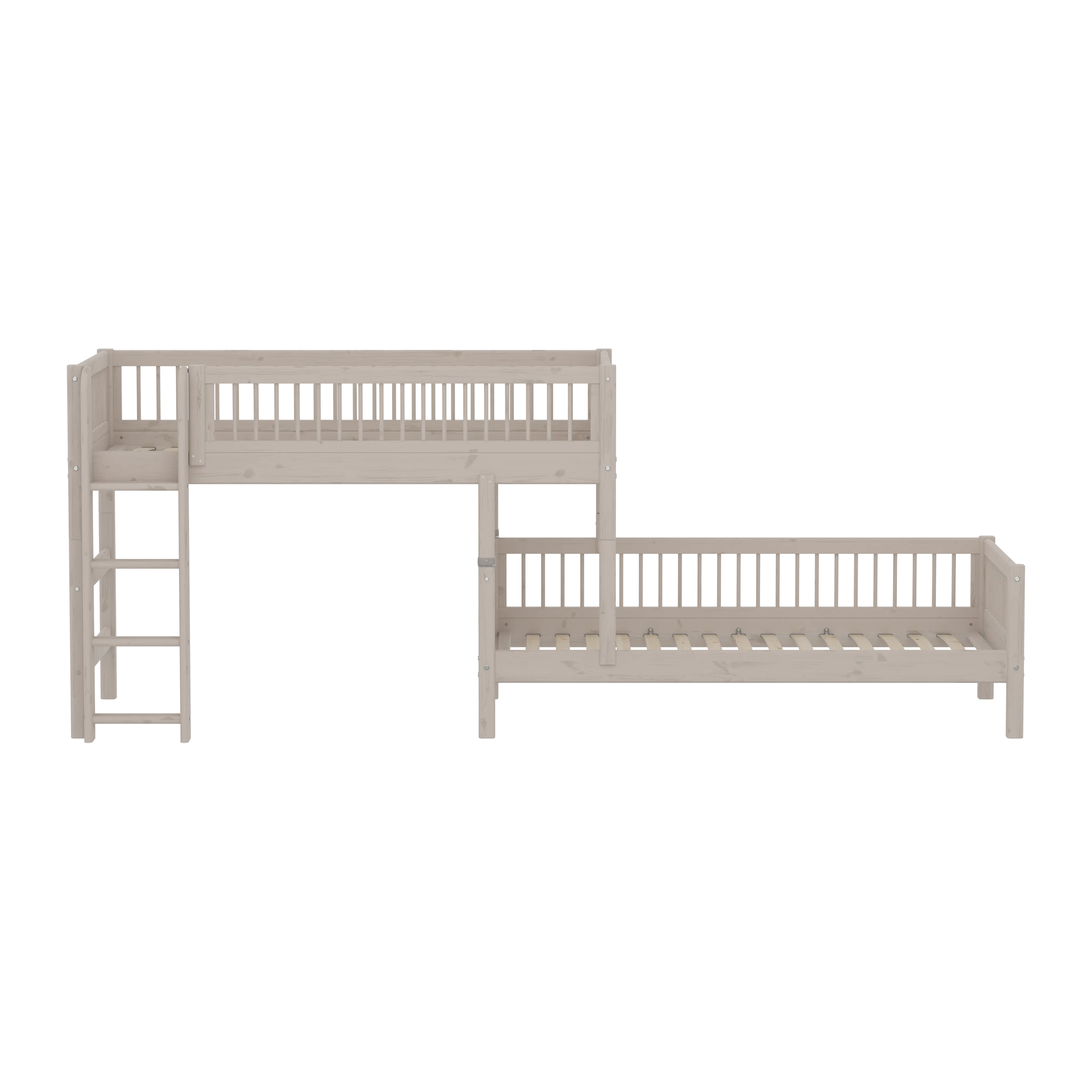 Bunk Bed with Ladder and Safety Rail, 90x200 cm, Grey BUNKBED 200 flexa-com.myshopify.com