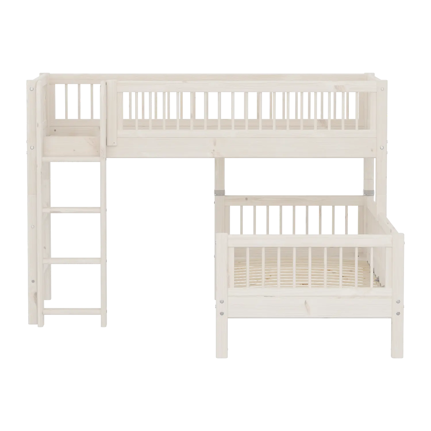 Bunk Bed with Ladder and Safety Rail, 90x200 cm, White BUNKBED 200 flexa-com.myshopify.com