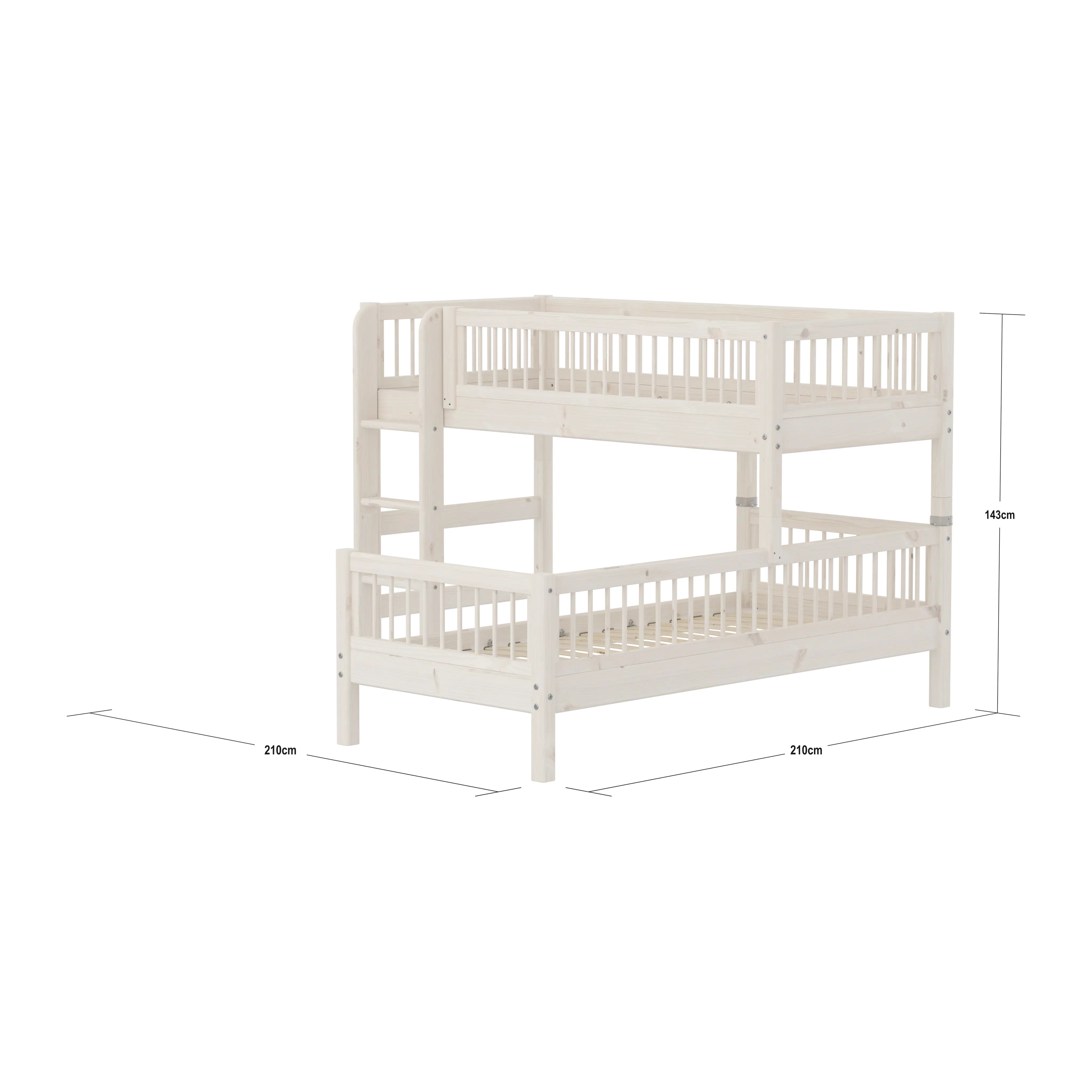 Bunk Bed with Ladder and Safety Rail, 90x200 cm, White BUNKBED 200 flexa-com.myshopify.com