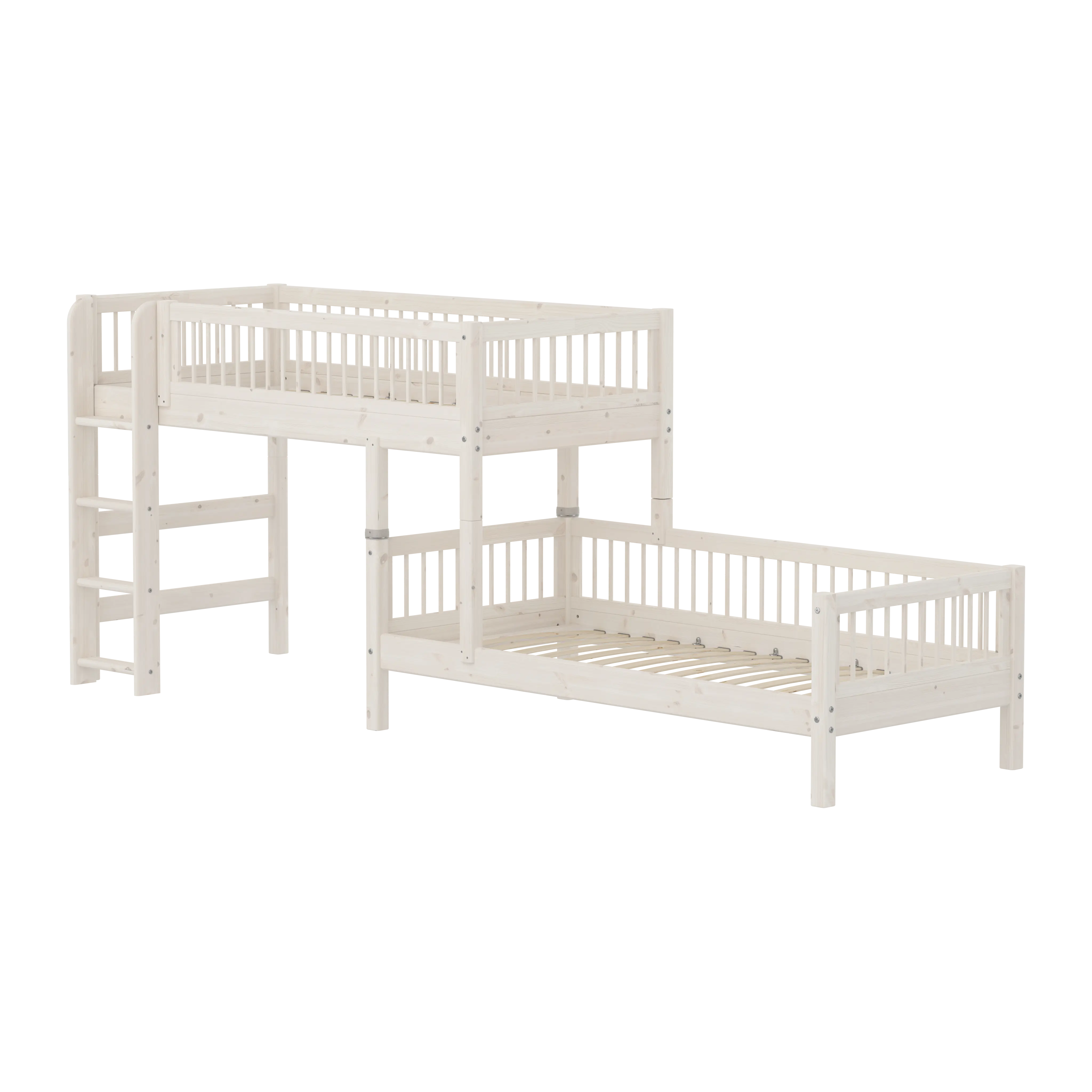Bunk Bed with Ladder and Safety Rail, 90x200 cm, White BUNKBED 200 flexa-com.myshopify.com