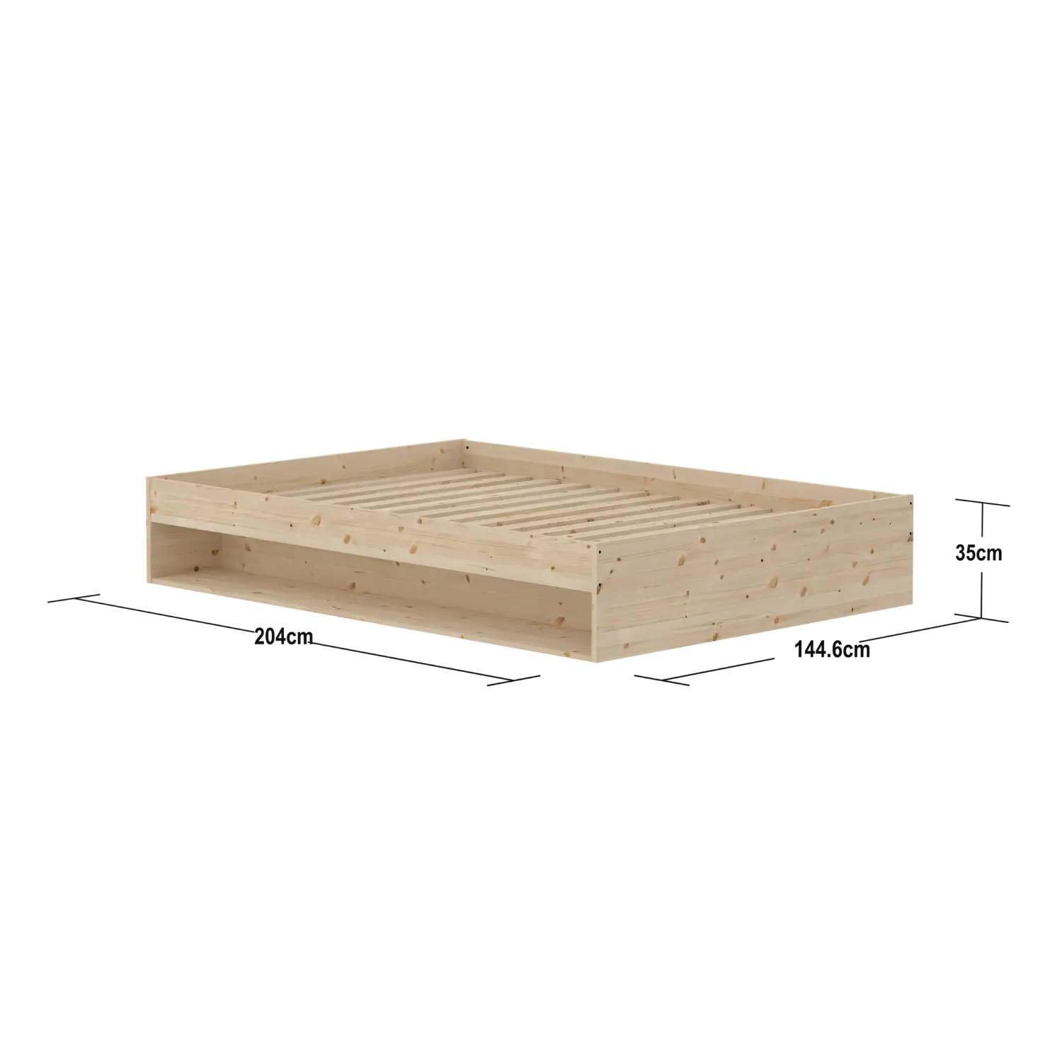 Double Bed with Shelf, 140x200 cm, Pine SINGLE_BED 200 flexa-com.myshopify.com