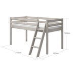 High Bed 120 cm with Ladder and Safety Rail, 90x200 cm, Grey MID_HIGH-BED 200 flexa-com.myshopify.com
