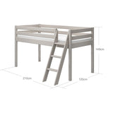 High Bed 120 cm with Ladder and Safety Rail, 90x200 cm, Grey MID_HIGH-BED 200 flexa-com.myshopify.com