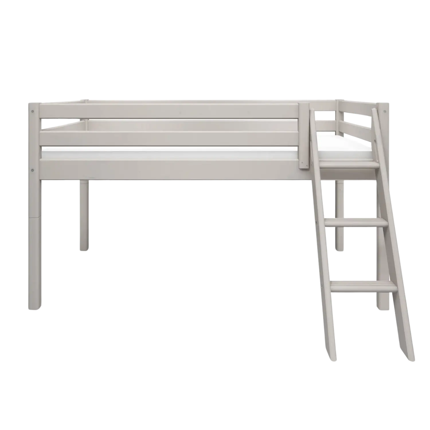 High Bed 120 cm with Ladder and Safety Rail, 90x200 cm, Grey MID_HIGH-BED 200 flexa-com.myshopify.com