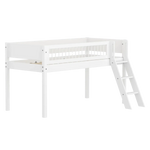 High Bed 120 cm with Ladder and Safety Rail, 90x200 cm, White FLEXA MID_HIGH-BED midslp-f-wht-mdf-200x90-sl-ladder-crossbars-f-wht   90X200 flexa-com.myshopify.com